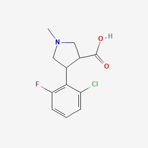 molecular formula C12H13ClFNO2 B13020738 4-(2-Chloro-6-fluorophenyl)-1-methylpyrrolidine-3-carboxylic acid 