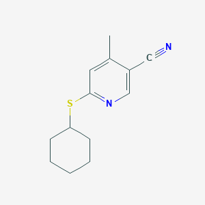 molecular formula C13H16N2S B13020779 6-(Cyclohexylthio)-4-methylnicotinonitrile 