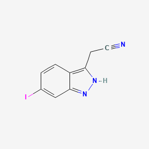 molecular formula C9H6IN3 B13020786 2-(6-Iodo-1H-indazol-3-YL)acetonitrile 