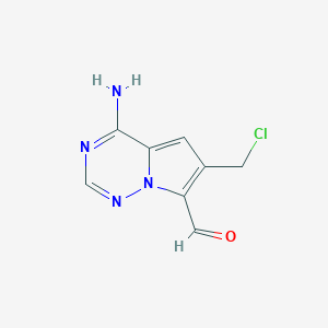 molecular formula C8H7ClN4O B13021210 4-Amino-6-(chloromethyl)pyrrolo[2,1-f][1,2,4]triazine-7-carbaldehyde 