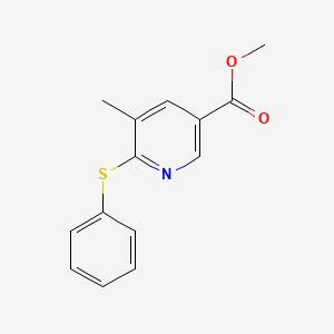 molecular formula C14H13NO2S B13021352 Methyl 5-methyl-6-(phenylthio)nicotinate 