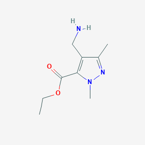 molecular formula C9H15N3O2 B13021394 Ethyl4-(aminomethyl)-1,3-dimethyl-1H-pyrazole-5-carboxylate 