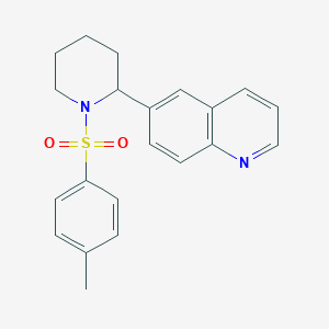 molecular formula C21H22N2O2S B13021420 6-(1-Tosylpiperidin-2-yl)quinoline 