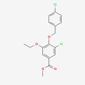 molecular formula C17H16Cl2O4 B13021435 Methyl 3-chloro-4-((4-chlorobenzyl)oxy)-5-ethoxybenzoate 