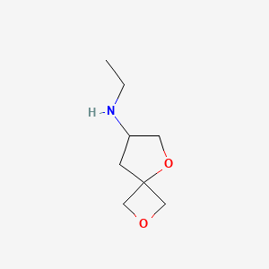 molecular formula C8H15NO2 B13021508 N-Ethyl-2,5-dioxaspiro[3.4]octan-7-amine 