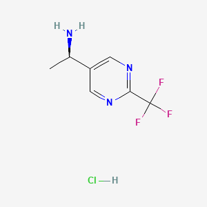 molecular formula C7H9ClF3N3 B13021648 (R)-1-(2-(Trifluoromethyl)pyrimidin-5-yl)ethanamine hydrochloride 