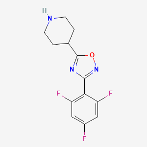 molecular formula C13H12F3N3O B13021654 5-(Piperidin-4-yl)-3-(2,4,6-trifluorophenyl)-1,2,4-oxadiazole 