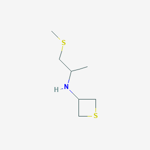 molecular formula C7H15NS2 B13021663 N-(1-(Methylthio)propan-2-yl)thietan-3-amine 