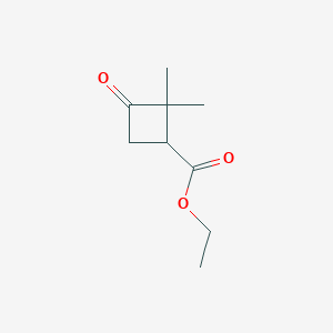 molecular formula C9H14O3 B13021735 Ethyl 2,2-dimethyl-3-oxocyclobutane-1-carboxylate 
