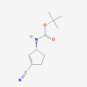molecular formula C11H16N2O2 B13021738 tert-Butyl(R)-(3-cyanocyclopent-2-en-1-yl)carbamate 
