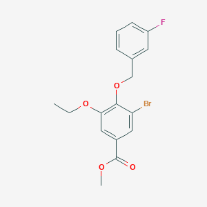 molecular formula C17H16BrFO4 B13021759 Methyl 3-bromo-5-ethoxy-4-((3-fluorobenzyl)oxy)benzoate 