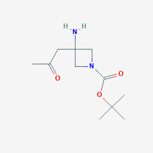 molecular formula C11H20N2O3 B13021832 Tert-butyl3-amino-3-(2-oxopropyl)azetidine-1-carboxylate 