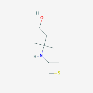 molecular formula C8H17NOS B13021870 3-Methyl-3-(thietan-3-ylamino)butan-1-ol 