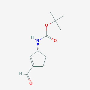 molecular formula C11H17NO3 B13022173 tert-Butyl(R)-(3-formylcyclopent-2-en-1-yl)carbamate 