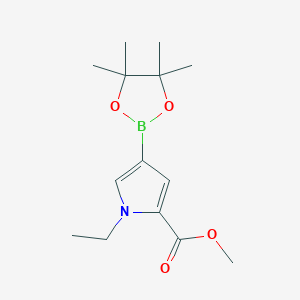 molecular formula C14H22BNO4 B13022633 Methyl 1-ethyl-4-(4,4,5,5-tetramethyl-1,3,2-dioxaborolan-2-yl)-1H-pyrrole-2-carboxylate 