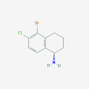 molecular formula C10H11BrClN B13022721 (S)-5-Bromo-6-chloro-1,2,3,4-tetrahydronaphthalen-1-amine 