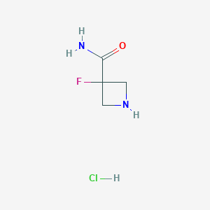 molecular formula C4H8ClFN2O B13022807 3-Fluoroazetidine-3-carboxamide hydrochloride 