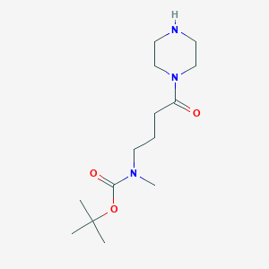 molecular formula C14H27N3O3 B13022818 tert-butyl N-methyl-N-[4-oxo-4-(piperazin-1-yl)butyl]carbamate 