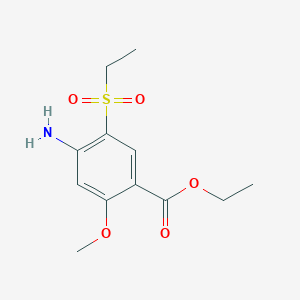 molecular formula C12H17NO5S B13022839 Ethyl 4-amino-5-ethylsulfonyl-2-methoxybenzoate 