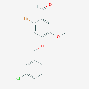 molecular formula C15H12BrClO3 B13022855 2-Bromo-4-((3-chlorobenzyl)oxy)-5-methoxybenzaldehyde 