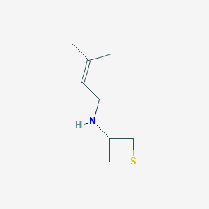 molecular formula C8H15NS B13022888 N-(3-Methylbut-2-en-1-yl)thietan-3-amine 