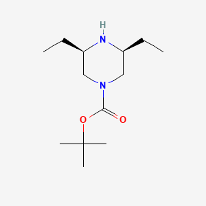 molecular formula C13H26N2O2 B13023412 tert-butyl (3R,5S)-3,5-diethylpiperazine-1-carboxylate 