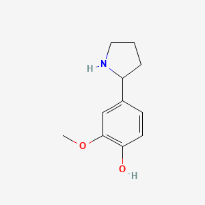 molecular formula C11H15NO2 B13023435 2-Methoxy-4-(2-pyrrolidinyl)-phenol 