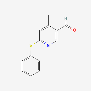 molecular formula C13H11NOS B13023467 4-Methyl-6-(phenylthio)nicotinaldehyde 