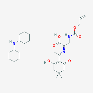 molecular formula C29H47N3O6 B13023588 N-cyclohexylcyclohexanamine;(2R)-2-[1-(2-hydroxy-4,4-dimethyl-6-oxocyclohexen-1-yl)ethylideneamino]-3-(prop-2-enoxycarbonylamino)propanoic acid 