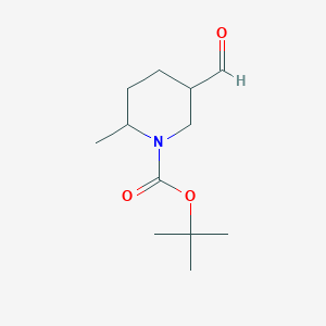 molecular formula C12H21NO3 B13023605 tert-Butyl 5-formyl-2-methylpiperidine-1-carboxylate 
