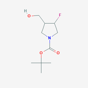 molecular formula C10H18FNO3 B13023644 Tert-butyl 3-fluoro-4-(hydroxymethyl)pyrrolidine-1-carboxylate 