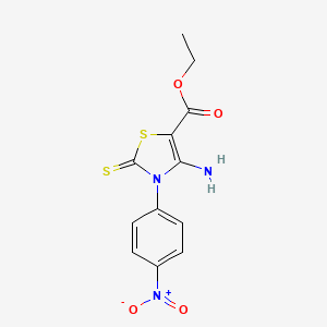molecular formula C12H11N3O4S2 B1302382 Ethyl 4-amino-3-(4-nitrophenyl)-2-thioxo-2,3-dihydro-1,3-thiazole-5-carboxylate CAS No. 312922-32-0