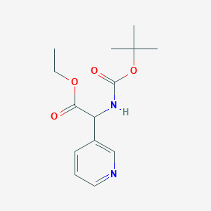 molecular formula C14H20N2O4 B13023869 Ethyl 2-((tert-butoxycarbonyl)amino)-2-(pyridin-3-yl)acetate 