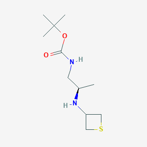 molecular formula C11H22N2O2S B13023922 tert-Butyl(R)-(2-(thietan-3-ylamino)propyl)carbamate 