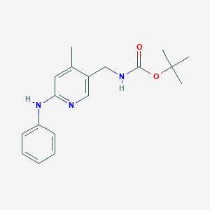 molecular formula C18H23N3O2 B13024016 tert-Butyl ((4-methyl-6-(phenylamino)pyridin-3-yl)methyl)carbamate 