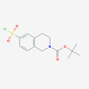 molecular formula C14H18ClNO4S B13024032 tert-Butyl6-(chlorosulfonyl)-3,4-dihydroisoquinoline-2(1H)-carboxylate 