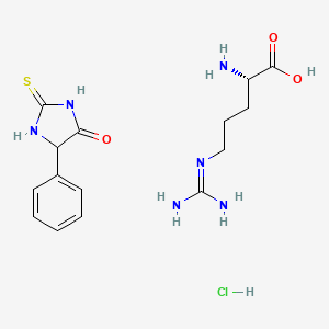 molecular formula C15H23ClN6O3S B13024118 5-Phenyl-2-thioxoimidazolidin-4-one (S)-2-amino-5-guanidinopentanoate hydrochloride 