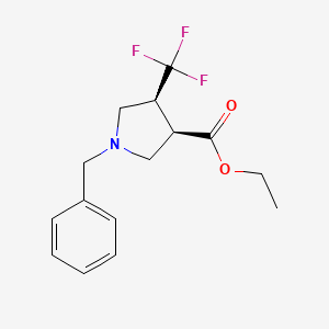 molecular formula C15H18F3NO2 B13025146 cis-Ethyl 1-benzyl-4-(trifluoromethyl)pyrrolidine-3-carboxylate 