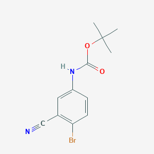 molecular formula C12H13BrN2O2 B13026260 tert-butyl N-(4-bromo-3-cyanophenyl)carbamate 