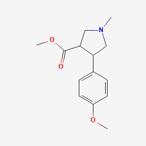 molecular formula C14H19NO3 B13026392 Methyl 4-(4-methoxyphenyl)-1-methylpyrrolidine-3-carboxylate 