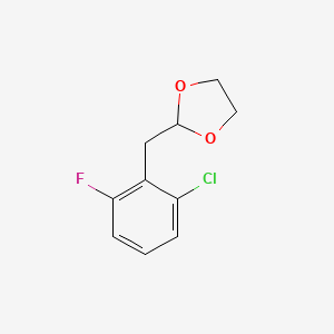 molecular formula C10H10ClFO2 B1302643 1-Chloro-3-fluoro-2-(1,3-dioxolan-2-ylmethyl)benzene CAS No. 842124-01-0