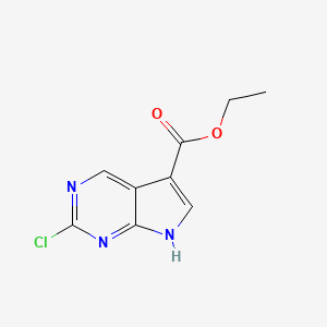 molecular formula C9H8ClN3O2 B13027742 Ethyl 2-chloro-7H-pyrrolo[2,3-D]pyrimidine-5-carboxylate 