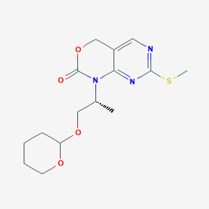 molecular formula C15H21N3O4S B13027983 7-(Methylthio)-1-((2R)-1-((tetrahydro-2H-pyran-2-YL)oxy)propan-2-YL)-1,4-dihydro-2H-pyrimido[4,5-D][1,3]oxazin-2-one 