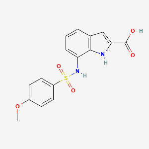 molecular formula C16H14N2O5S B1302831 7-{[(4-Methoxyphenyl)sulfonyl]amino}-1H-indole-2-carboxylic acid CAS No. 397245-05-5