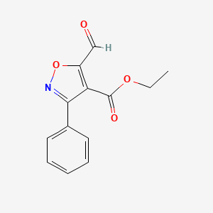 molecular formula C13H11NO4 B13028723 Ethyl 5-formyl-3-phenylisoxazole-4-carboxylate 