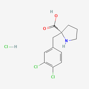 molecular formula C12H14Cl3NO2 B1302915 (R)-2-(3,4-Dichlorobenzyl)pyrrolidine-2-carboxylic acid hydrochloride CAS No. 1049727-83-4