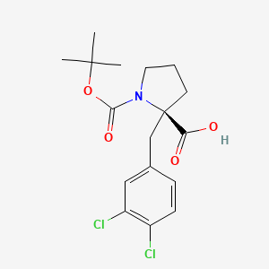 molecular formula C17H21Cl2NO4 B1302916 (R)-1-(tert-Butoxycarbonyl)-2-(3,4-dichlorobenzyl)pyrrolidine-2-carboxylic acid CAS No. 959578-28-0