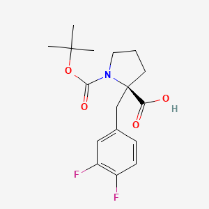 molecular formula C17H21F2NO4 B1302918 (R)-1-(tert-Butoxycarbonyl)-2-(3,4-difluorobenzyl)pyrrolidine-2-carboxylic acid CAS No. 959578-29-1