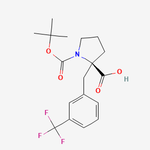 molecular formula C18H22F3NO4 B1302922 (R)-1-(tert-Butoxycarbonyl)-2-(3-(trifluoromethyl)benzyl)pyrrolidine-2-carboxylic acid CAS No. 959576-50-2