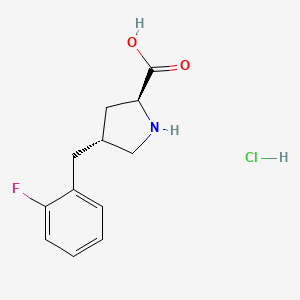 molecular formula C12H15ClFNO2 B1302927 (2S,4R)-4-(2-Fluorobenzyl)pyrrolidine-2-carboxylic acid hydrochloride CAS No. 1049733-29-0